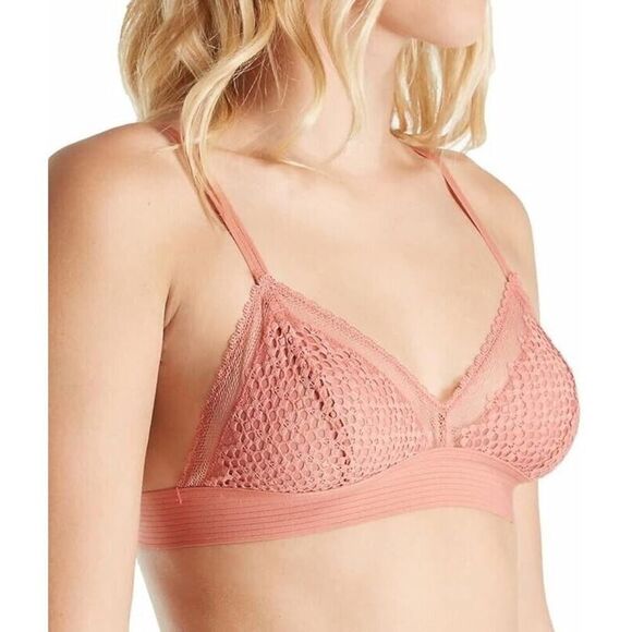 DKNY Nightfall Bralette Size Large Blush Pink Sheer Lace Wireless Bra NEW - Picture 1 of 11
